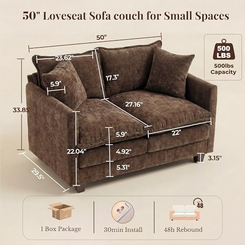 KYJ Loveseat Sofa, Cloud Love Seat Couch 3 Layer Cushion - Image 2