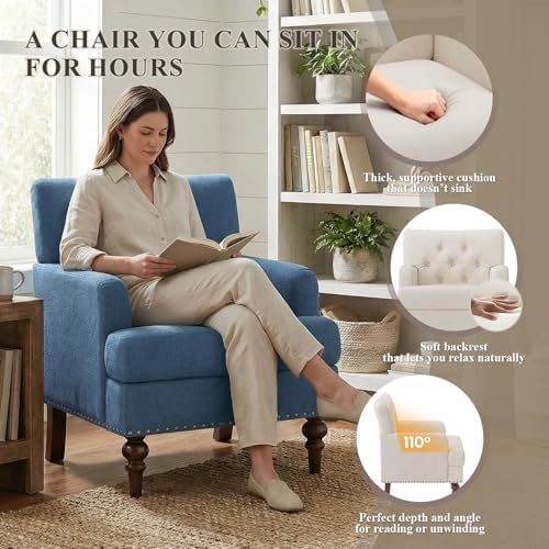 MALOL Upholstered Accent Chair Set of 2, Comfy Reading Chair - Image 4