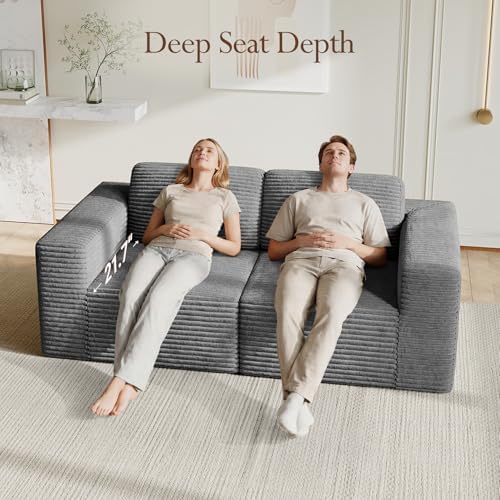 Vesgantti 80" Modular Sectional Sofa, Corduroy Cloud Couch - Image 5