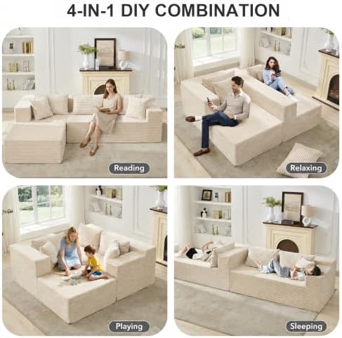 106" L Shaped Modular Cloud Sectional Sofa - Image 4