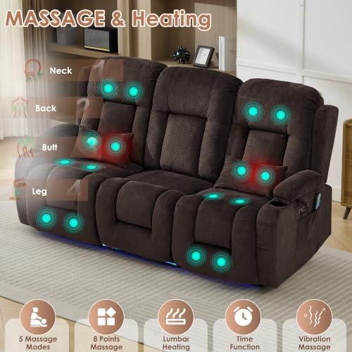 TUNYI Wall Hugger Loveseat Recliner Sofa - Image 4