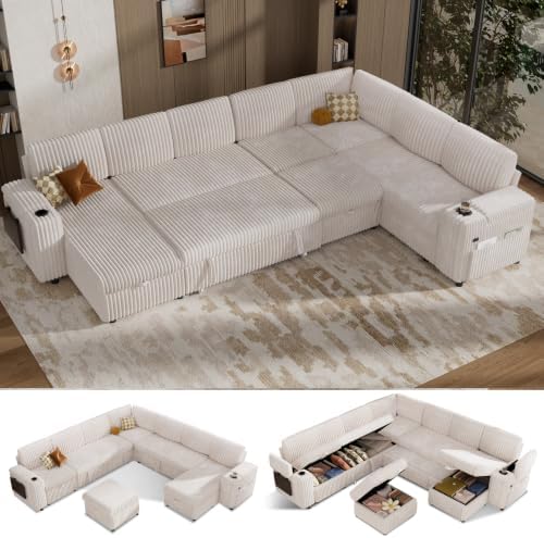 Vipbear 130" Modular Sectional Sleeper Sofa by VipbearLiving