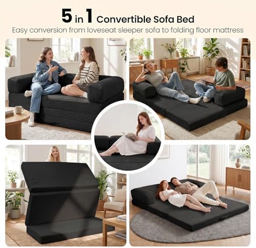 Erament Convertible Sofa Bed, Tri-Folding Mattress Queen Futon Couch Bed - Image 3