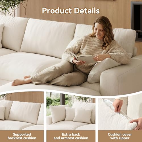 WorthFurni 140” Oversized Cloud Sectional Couches - Image 3