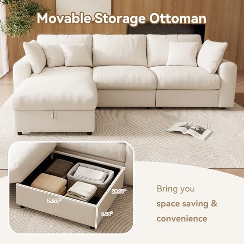 WorthFurni 110” Cloud Sectional Couches - Image 4