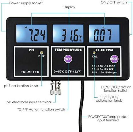 5-in-1 Water Quality Multi-Parameter PH EC CF TDS Temperature Test Meter - Image 4