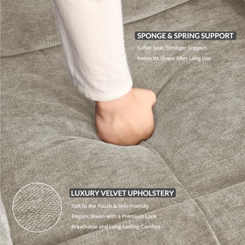 Rocker Recliner Chair, Overstuffed Manual Rocking Velvet Armchair - Image 6