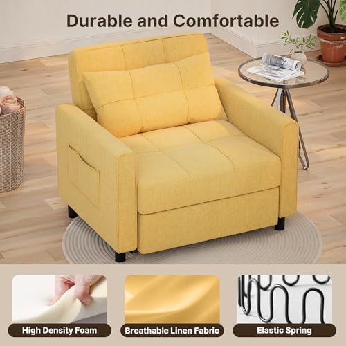 Gizoon 3-in-1 Convertible Sofa Bed Chair, Pullout Sleeper, Adjustable Back - Image 6