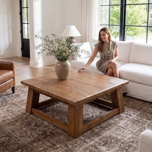 Rustic 40" Square Coffee Table, Solid Reclaimed Wood - Image 6