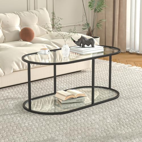 Wolawu Coffee Table Black Glass Coffee Table - Image 3