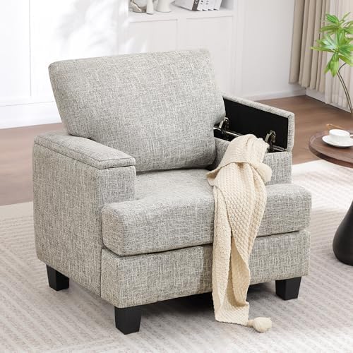 Accent Chair with Armrest Storage, Modern Upholstered Reading Living Room Chairs by choairy