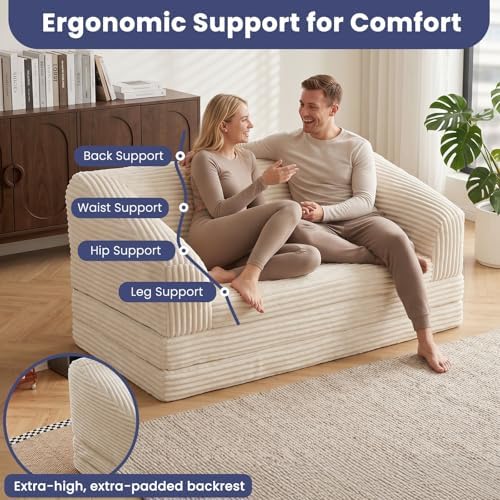 JUIKURY Convertible Sofa Bed, 3-in-1 Foldable Loveseat Couch - Image 3