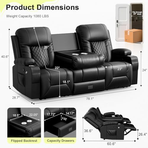 RV Loveseat Recliner Sofa, 3 Seater Reclining Sofa - Image 2