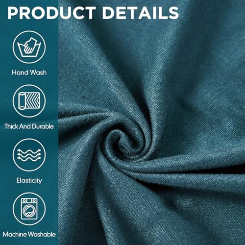 Peryiter 2 Pcs Couch and Loveseat Sofa Covers, Peacock Blue, Milk Silk - Image 5