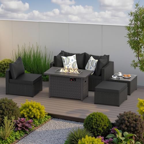 Patio Furniture Set w/ Fire Pit Table by PHONJOROO