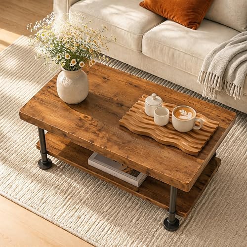 47.2" Rustic Solid Wood Coffee Table - Image 4