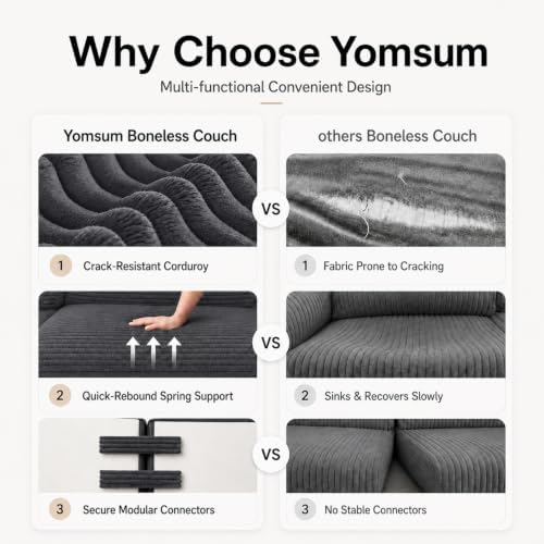 108 inch Boneless Couch, Modular L-Shaped Cloud Sectional Sofa - Image 5
