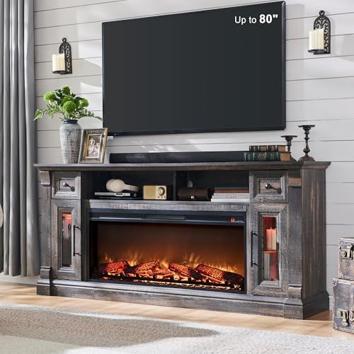 OKD 70" Farmhouse Fireplace TV Stand by OKD