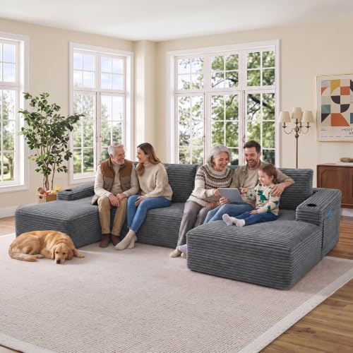 Skepphlay 133" U Shaped Couch, Boneless Sectional Couches - Image 6