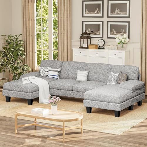 Furmax Sectional Couches for Living Room, Loop Yarn, Pearl Gray - Image 6