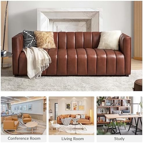 HULALA HOME 83" Genuine Leather Sofa - Image 4