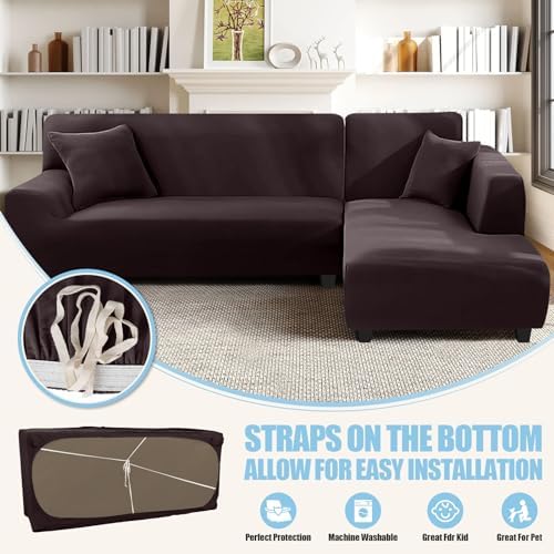 KinCam Sectional Couch Covers Stretch L Shape Sofa Covers - Image 3