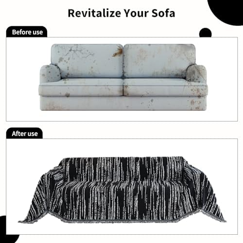 WEYOND Chenille Couch Cover Tassels, Sofa Cover Washable - Image 6