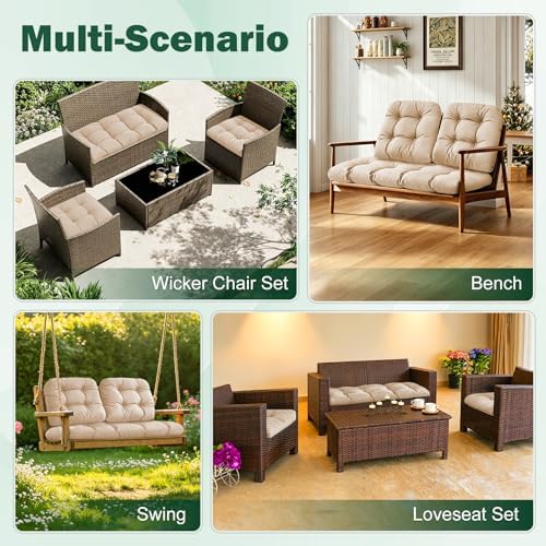 Outdoor Wicker Chair Cushions, 44×19×4 in, Waterproof - Image 4