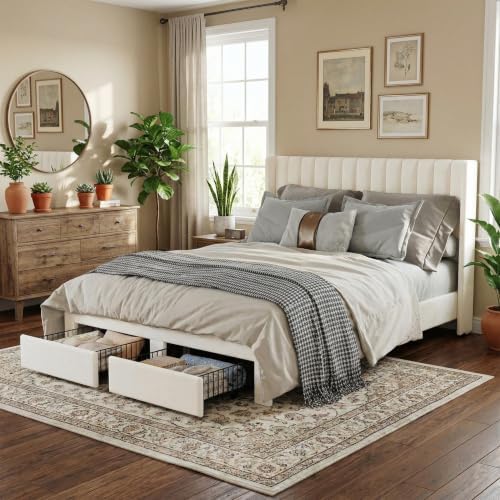 GarveeHome Queen Bed Frame, Bed Frame Upholstered Platform Bed - Image 6