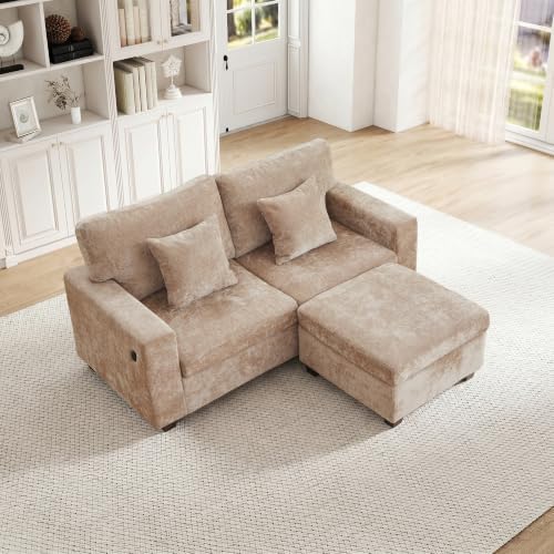 67.7'' Loveseat Sofa with Ottoman Sectional Sofa with Type-C&USB Charging by MAHYIZYI-SimpleFashionable