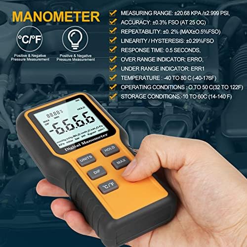 Manometer, Professional Air Pressure Meter, Dual-Port HVAC - Image 2