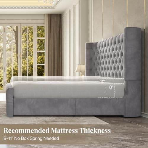 Jocisland Cal King Bed Frame Sleigh Headboard & Footboard - Image 7