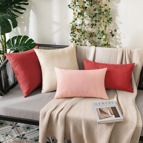 MIULEE Decorative Outdoor Pillow Covers Waterproof 20x20 Light Pink - Image 5