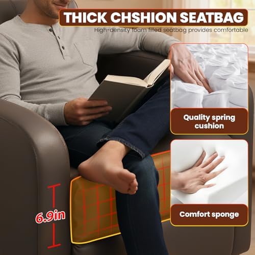 FDW Recliner Chair Reclining Sofa Leather Chair Home Theater Seating Lounge - Image 5