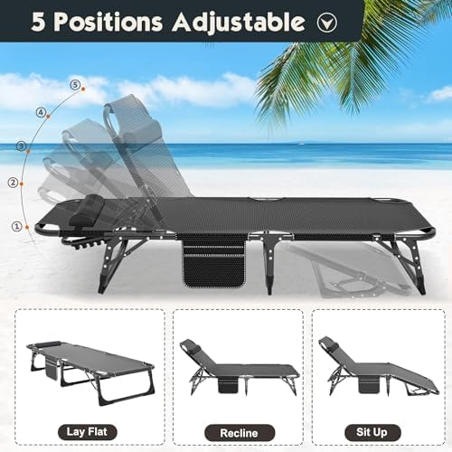 MOPHOTO 5-Position Folding Chaise Lounge Chair - Image 4