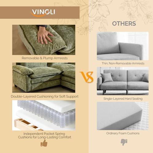 VINGLI 87" Convertible Sectional Sofa, L-Shaped Deep Seat Sofa Couch - Image 5