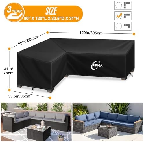 Kipiea L-Shape Patio Furniture Covers Waterproof, 500D Heavy Duty Outdoor - Image 2