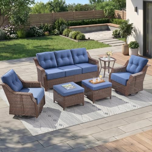 Luxury 6 Pieces Outdoor Patio Furniture Set-All Weather Wicker Outdoor Furniture by JelwalyPatioFurnitureSet