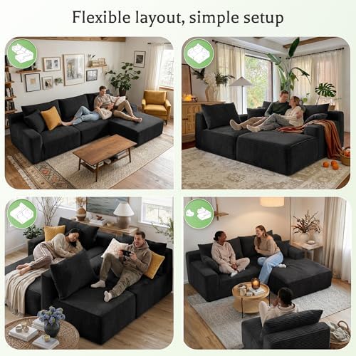 Homkdom 98" L Shaped Boneless Sectional Couches - Image 6