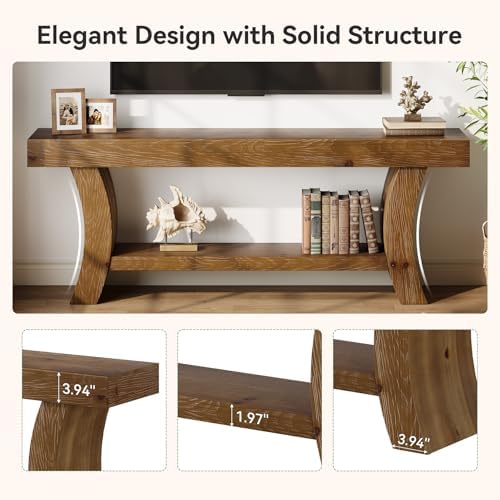 63" Solid Wood TV Stand for 55/60/65/75" TVs, Farmhouse TV Console, Low - Image 7