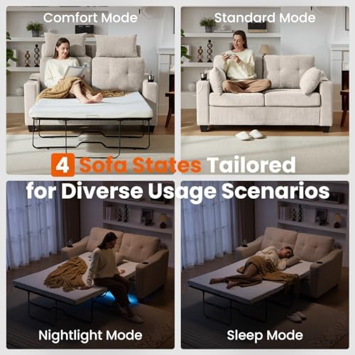 Full Size Pull Out Sleeper Sofa Bed, Pullout Loveseat Couch Bed - Image 5