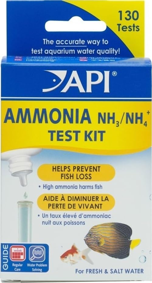 API Ammonia 130-Test Freshwater and Saltwater Aquarium Water Test Kit by API