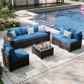7-Piece Outdoor Patio Furniture Set, 6-Seat All-Weather PE Rattan Wicker Patio by Unknown