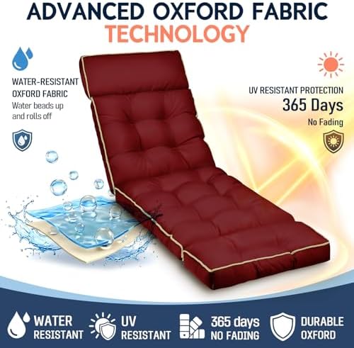 MAGIC ELEPHANT Chaise Lounge Cushion Outdoor, Memory Foam Patio Lounge Chair - Image 2