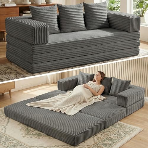 Convertible Sofa Bed Couch, 78’’ Oversized 4-in-1 Boneless Couches by Winzoo