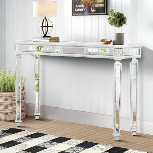 Silver Mirrored Console Table, Modern Luxury Mirror Furniture by Unknown