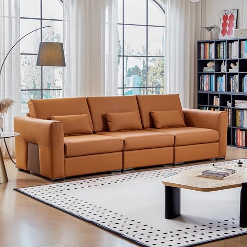 108.7'' Leather Couch, 4-Seater Oversized Upholstered Sofa by ATJafurnFurniture