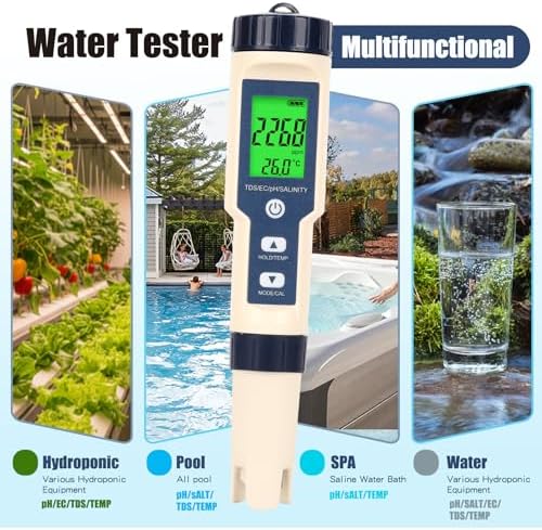 Salt Tester for Pools & pH Meter, Digital 5-in-1 Water Meter - Image 6