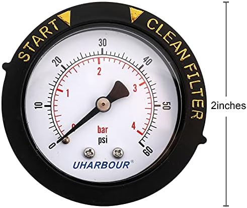 Uharbour Pool Pressure Gauge 60psi 1/4" NPT Back Mount - Image 4