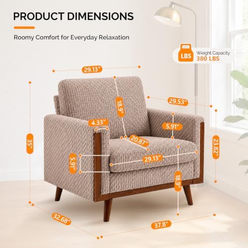 VINGLI Mid-Century Modern Oversized Accent Chair - Image 2
